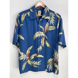 Jamaica Jaxx silk hawaiian button up shirt tropical floral casual men L